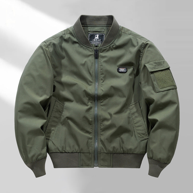 Men's minimalist nylon bomber with padded lining and sleeve flap pocket Mune Fashion