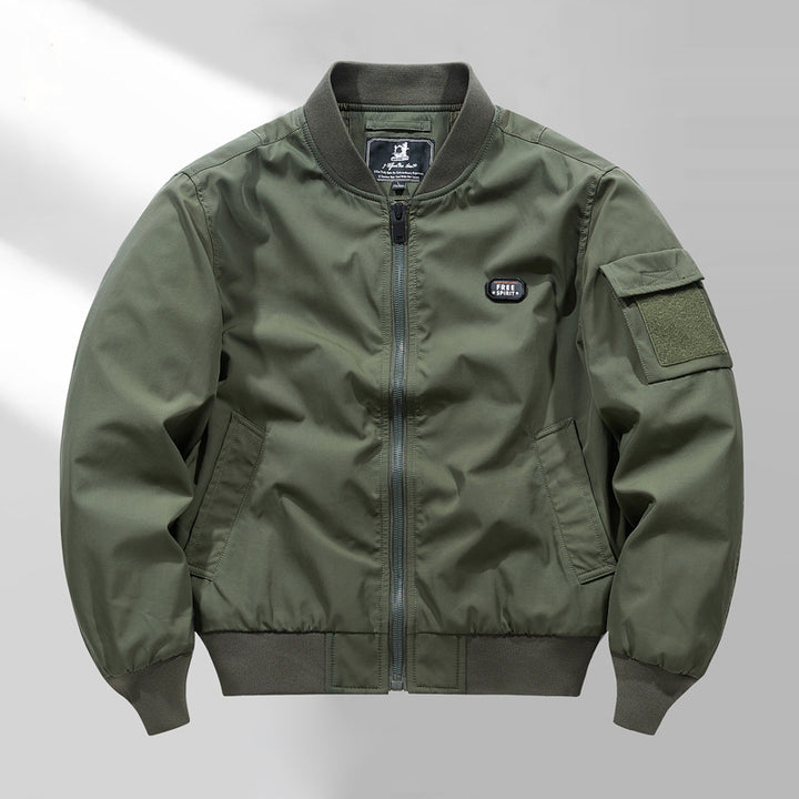 Men's minimalist nylon bomber with padded lining and sleeve flap pocket Mune Fashion