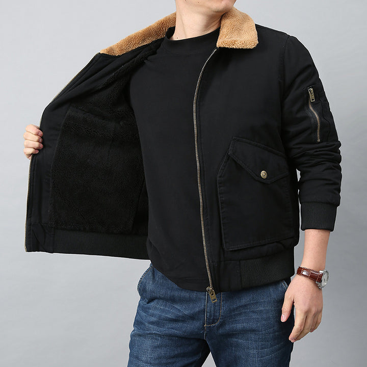 Men's pilot jacket with Sherpa collar, utility pockets, and ribbed cuffs Mune Fashion