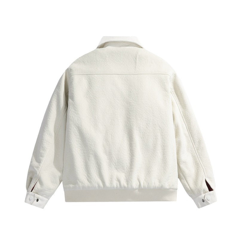 Men's Teddy Fleece Boxy Jacket with Shirt Collar, Full Metal Zipper & Ribbed Hem Mune Fashion