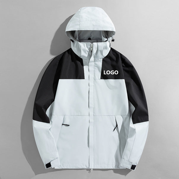 Men's three-layer shell jacket with welded seams adjustable hood and windproof front Mune Fashion