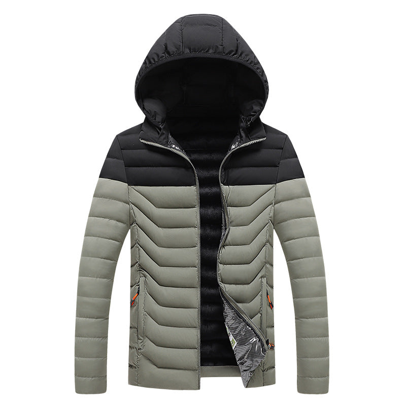 Men's ultra-light quilted hooded jacket with chevron quilting, windproof outer layer and thermal lining Mune Fashion