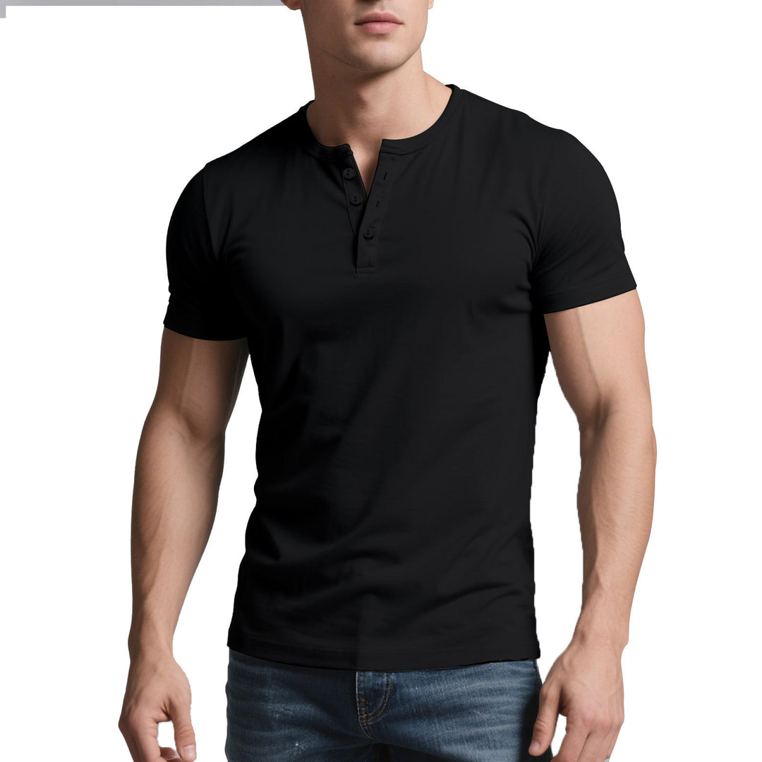 Men's short Henley shirt with subtle button placket and fitted cut Mune Fashion