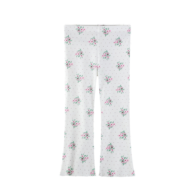 Girl Flared Leggings with Floral Pattern Mune Fashion