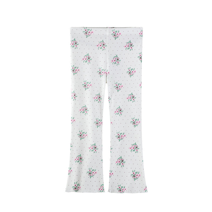 Girl Flared Leggings with Floral Pattern Mune Fashion