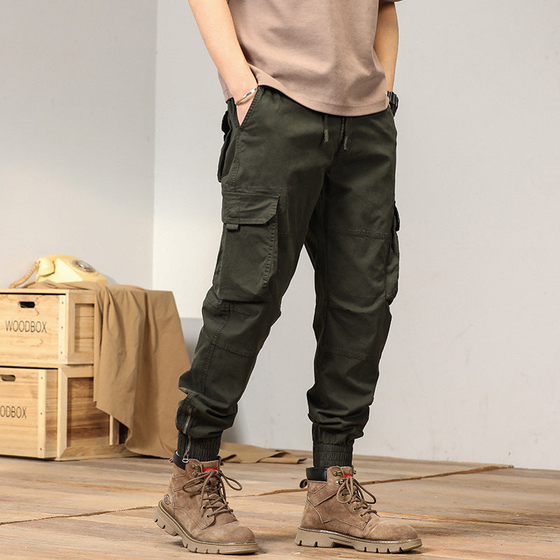 Men's Tapered Cargo Jogger Pants with Reinforced Knee Areas and Elastic Hem Mune Fashion
