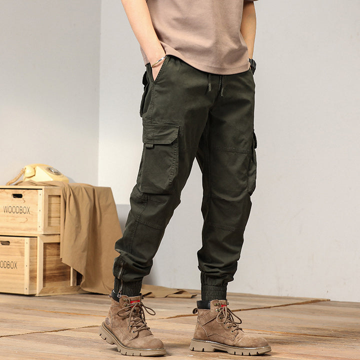 Men's Tapered Cargo Jogger Pants with Reinforced Knee Areas and Elastic Hem Mune Fashion