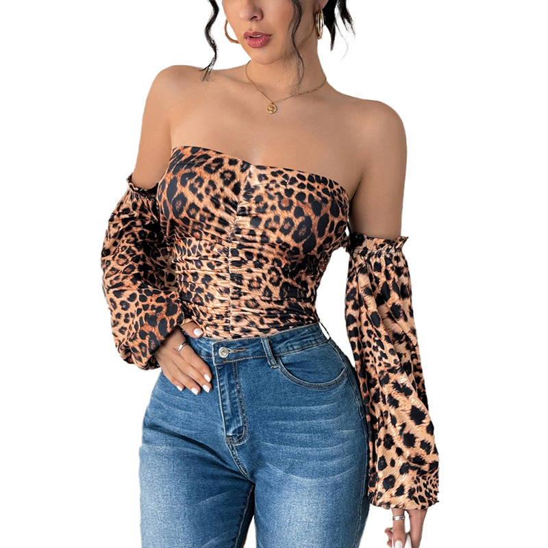 Women's Off-Shoulder Bustier Top with Removable Puff Sleeves and Ruching