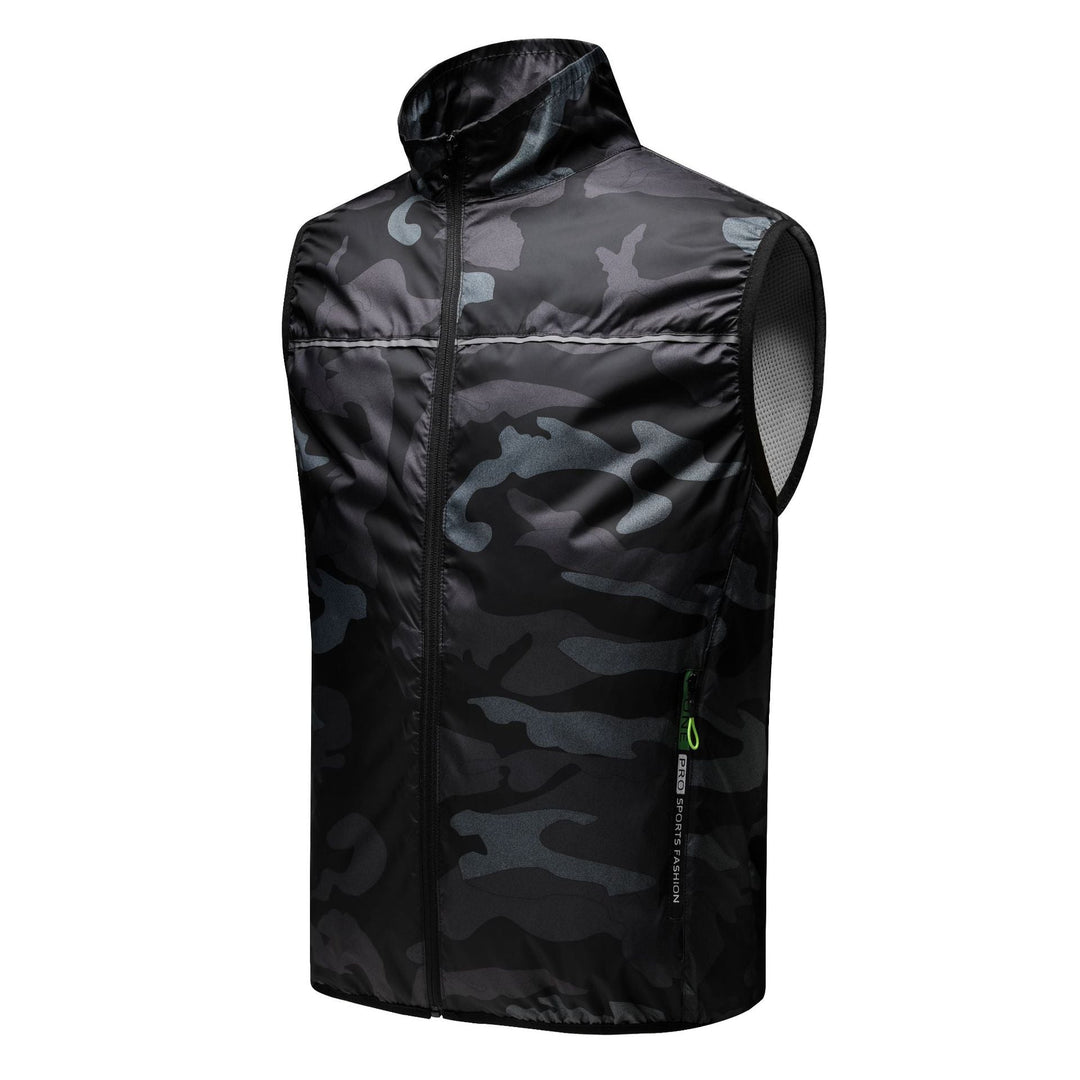 Unisex nan ultra-light windproof running vest with stand-up collar and reflective piping Mune Fashion