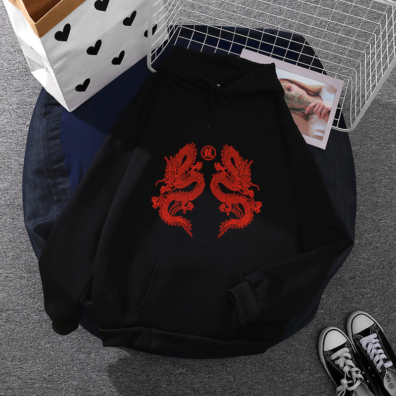 Unisex Oversized hoodie with double-sided dragon design, kangaroo pocket and ribbed cuffs Mune Fashion