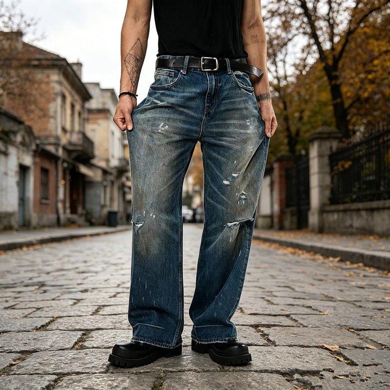 Men's Loose, Ripped Jeans Mune Fashion