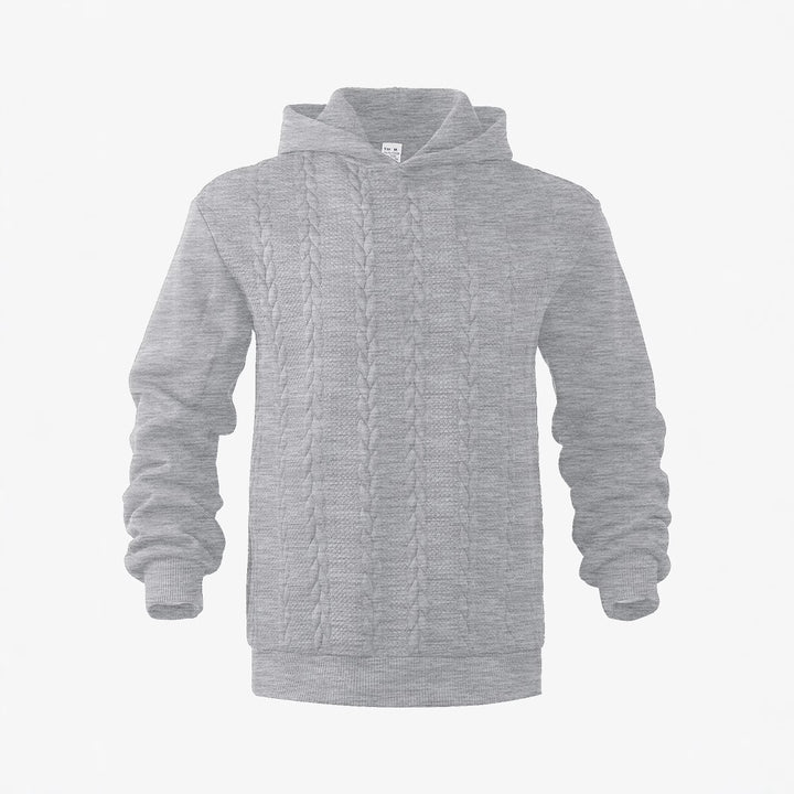 Men's knitted look hoodie with cable pattern and ribbed hem Mune Fashion