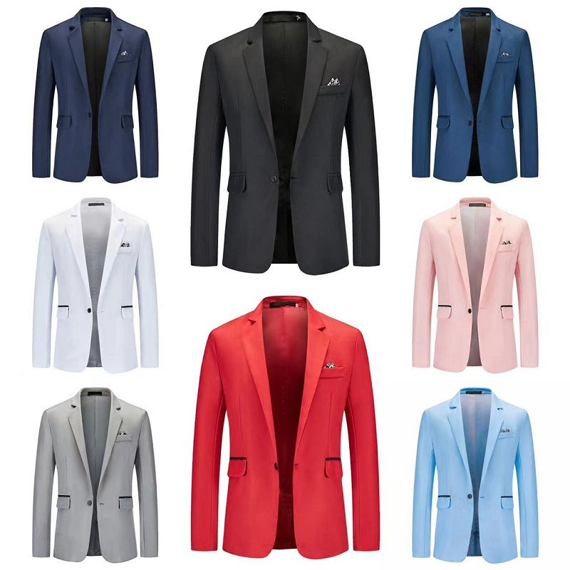 Men's Slim-Fit Tuxedo Jacket with Single-Button Closure and Contrast Flap Pockets Mune Fashion