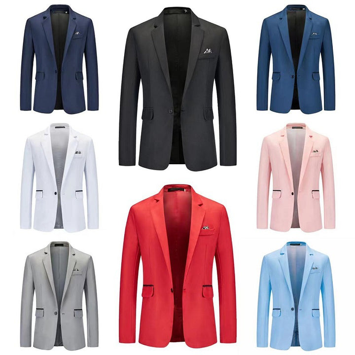 Men's Slim-Fit Tuxedo Jacket with Single-Button Closure and Contrast Flap Pockets Mune Fashion