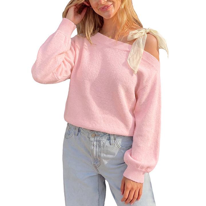Women Trendy Sweater with Shoulder Strap Mune Fashion