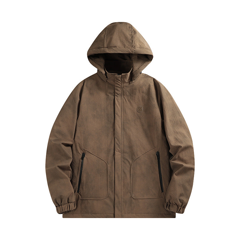 Men's Waterproof Hooded Softshell Jacket with Matted Surface and Concealed Zip Mune Fashion