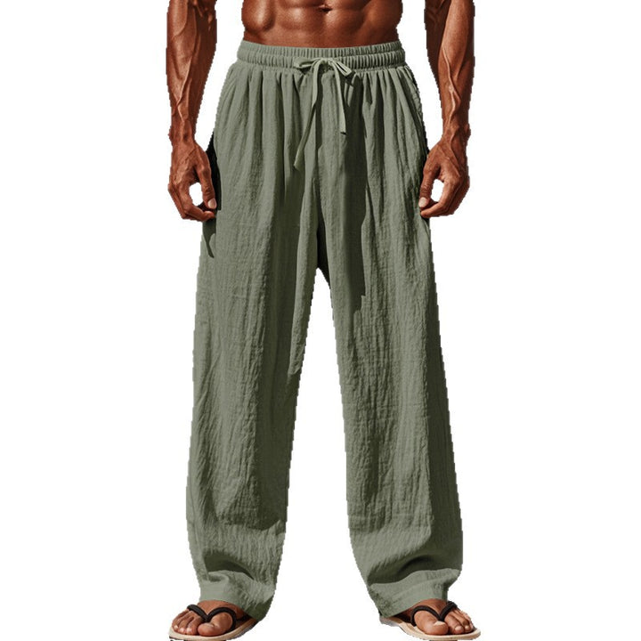 Men's lightweight linen beach pants with drawstring and wide leg Mune Fashion