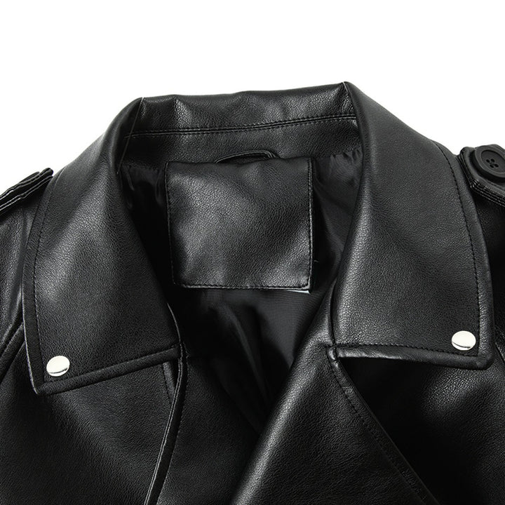 Women Stylish Cropped Faux Leather Jacket Mune Fashion