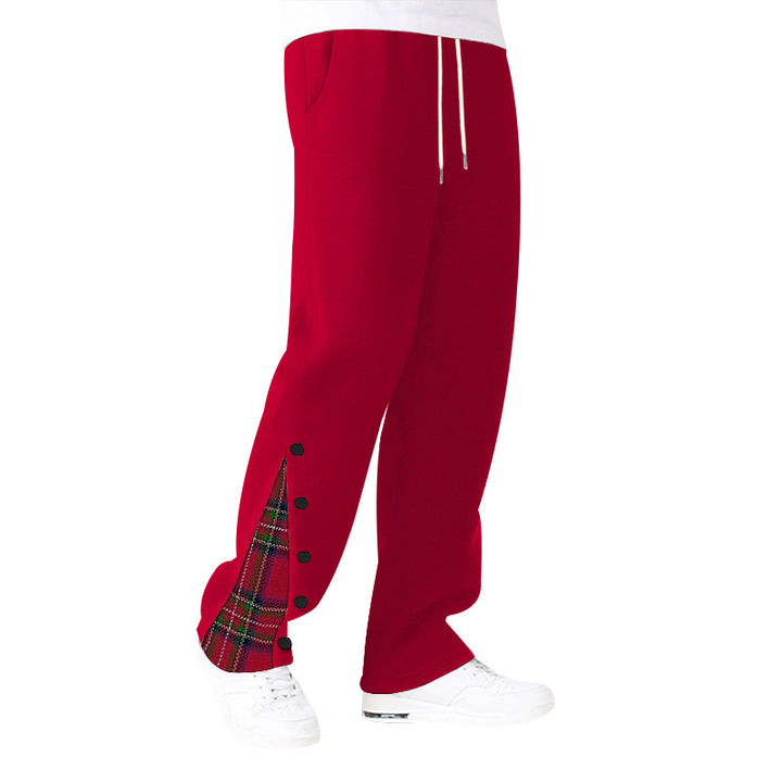 Women’s loose sweat jogging pants with decorative check insert and side button placket Mune Fashion