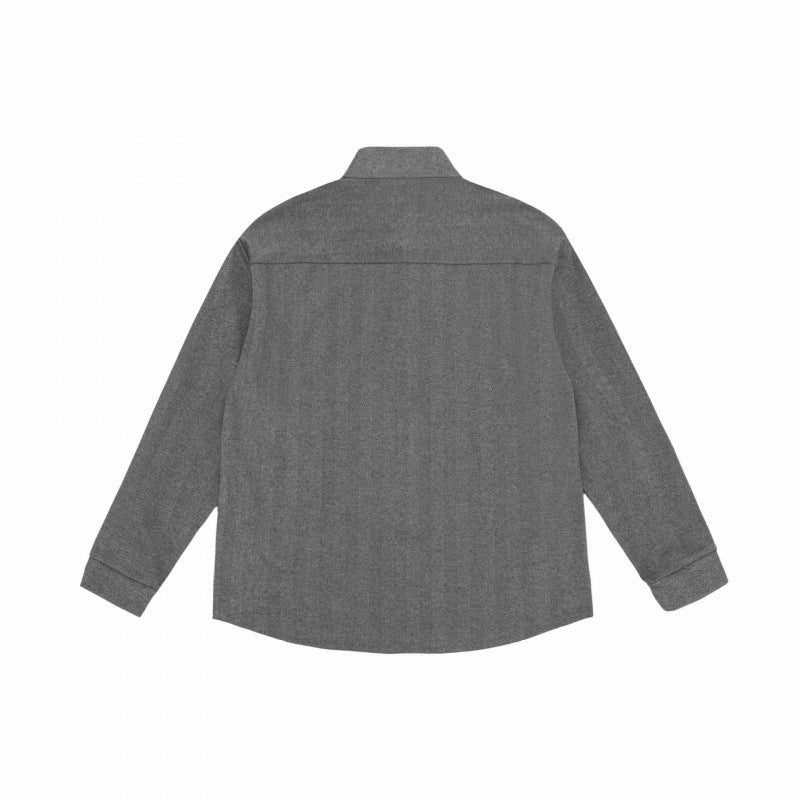 Unisex Oversize shirt with short stand-up collar, continuous button placket and textured weave structure Mune Fashion
