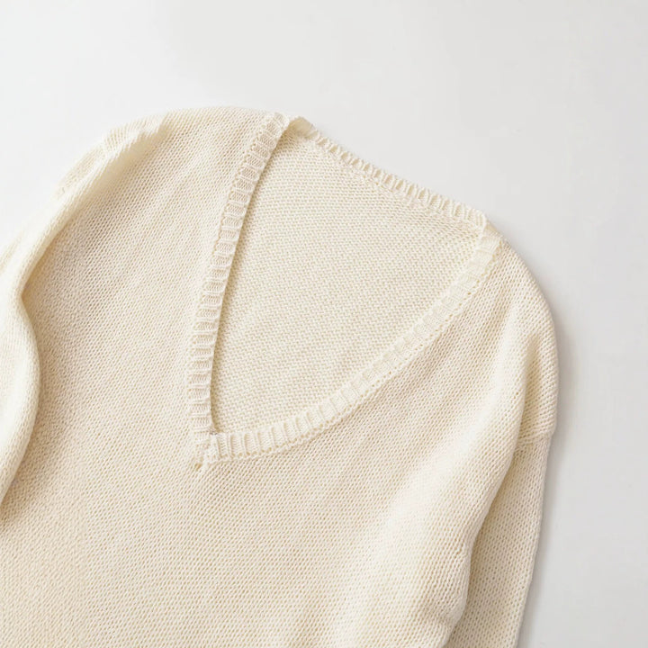 Women's Oversize V-Neck Chunky Knit Sweater Mune Fashion