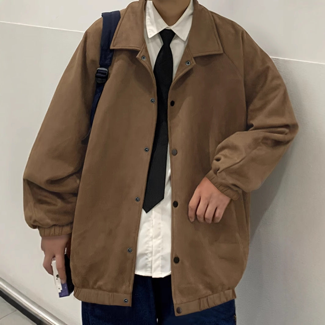 Men's Oversized Coach Jacket made of Microfiber with Snap Button Closure Mune Fashion