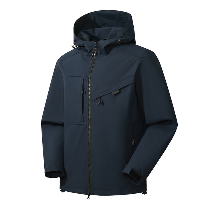Men's technical softshell jacket with hood, diagonal chest pocket and multi-pocket zipper pockets Mune Fashion