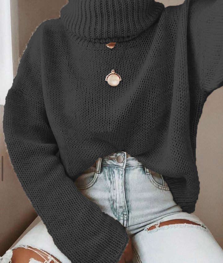Women's Oversized Turtleneck Sweater Coarsely Knitted with Loose Fit Mune Fashion
