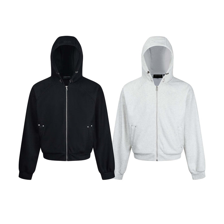 Ladies hooded sweatshirt jacket with zipper and raglan sleeves Mune Fashion