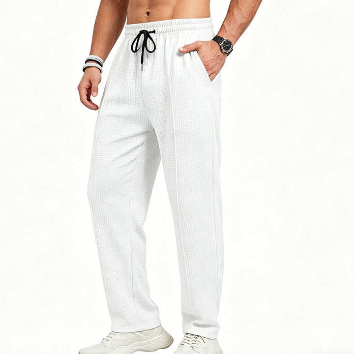 Men's Textured Relax-Fit Jogging Pants with Crease and Drawstring Mune Fashion