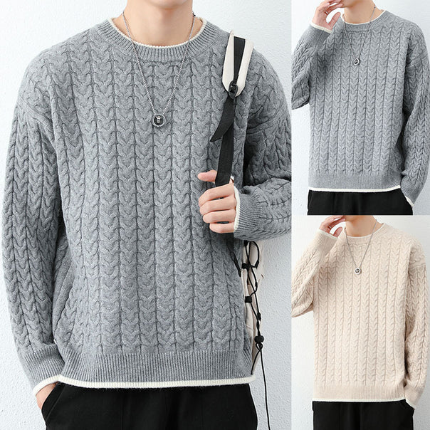 Men's chunky knit sweater with cable pattern Mune Fashion