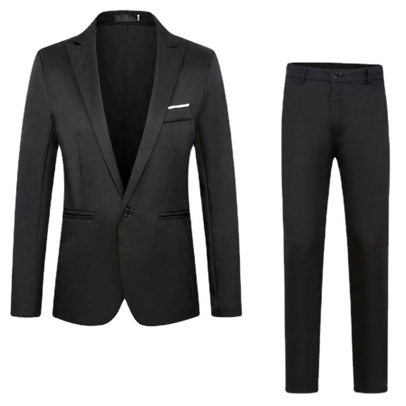 Men's narrow cut suit jacket with single button closure and slim stretch pants Mune Fashion