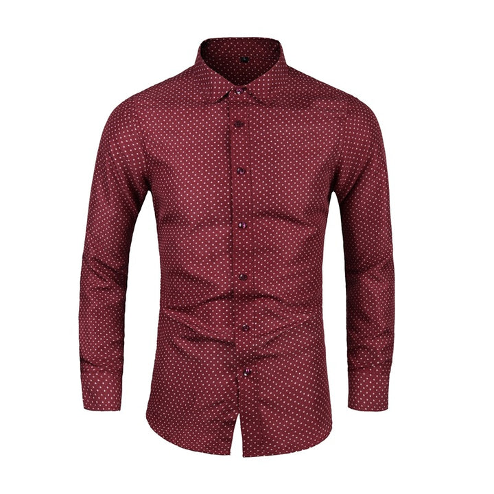 Men's Slim-Fit Shirt with Fine Polka Dot Pattern and Kent Collar Mune Fashion