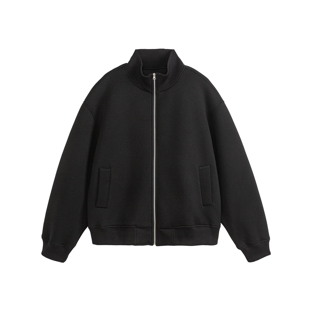 Unisex Boxy-Zip Sweat Jacket with Funnel Neck and Ribbed Cuffs Mune Fashion