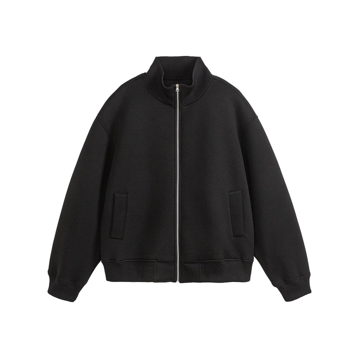 Unisex Boxy-Zip Sweat Jacket with Funnel Neck and Ribbed Cuffs Mune Fashion