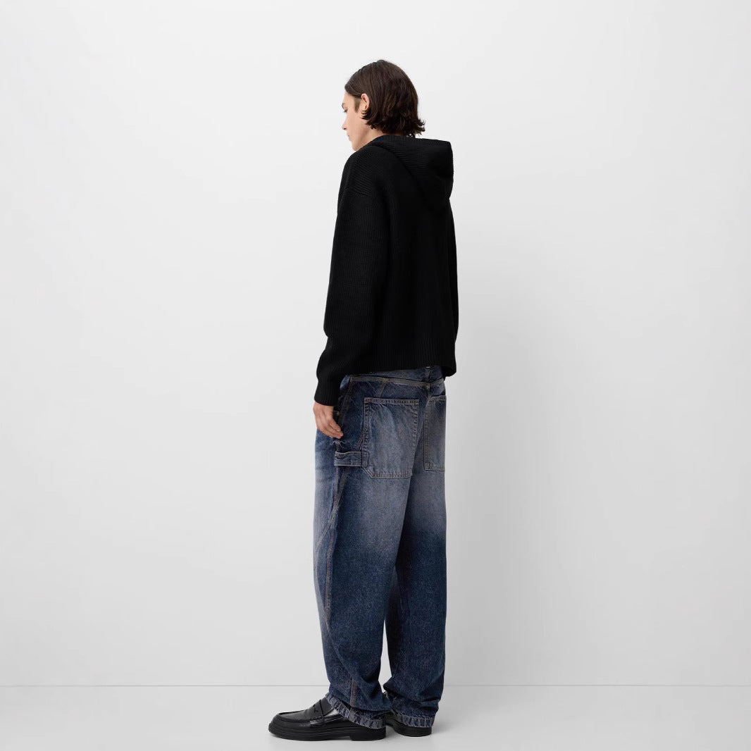 Men's relaxed carpenter jeans with wide leg, low crotch and stonewashed used look Mune Fashion