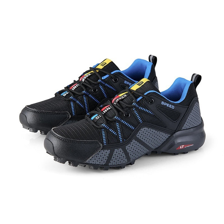 Men's robust trail running and outdoor sneaker with grippy multi-terrain profile sole, reinforced toe cap, and bungee lacing Mune Fashion