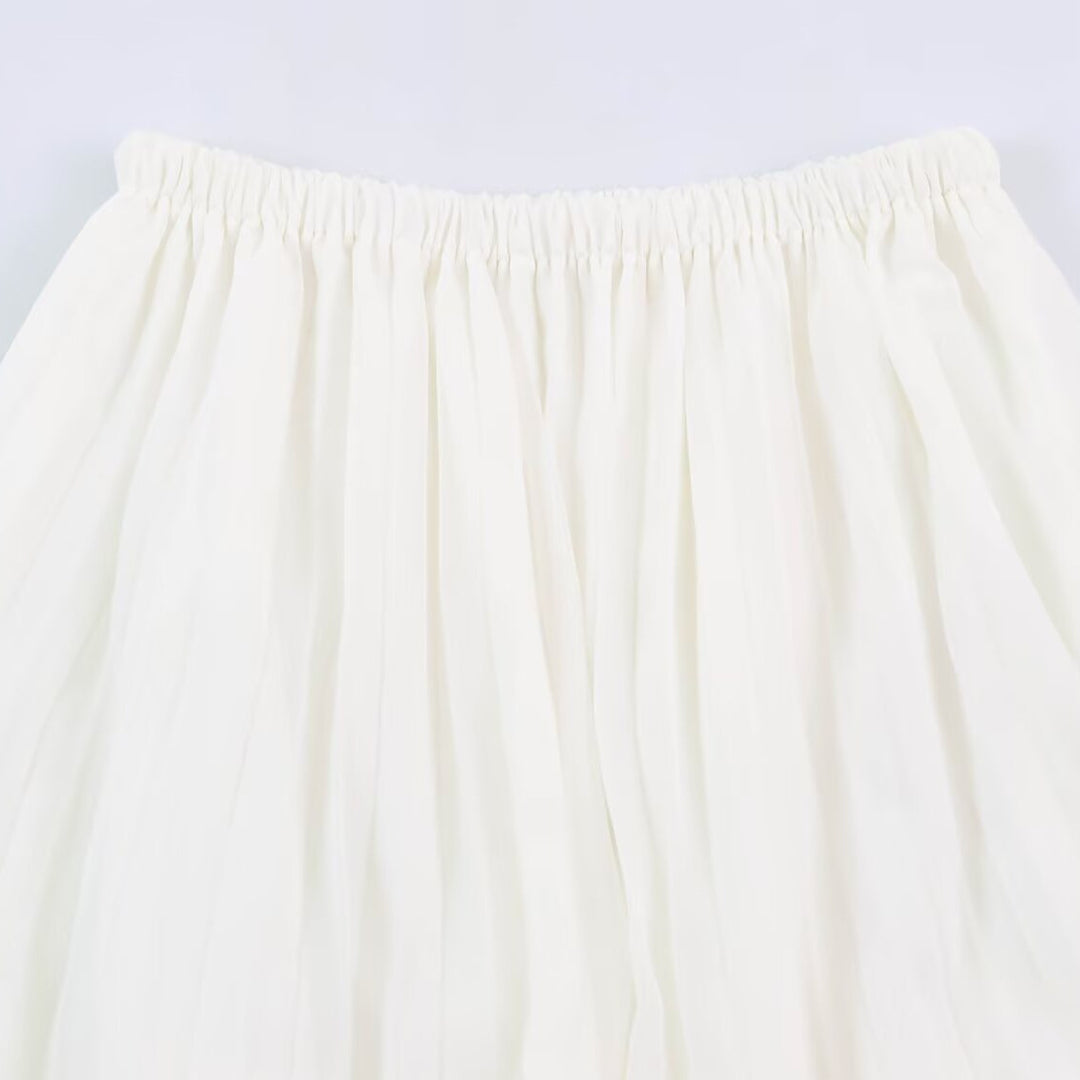 Women's Pleated Maxi Skirt made of Chiffon with Elastic Waistband Mune Fashion
