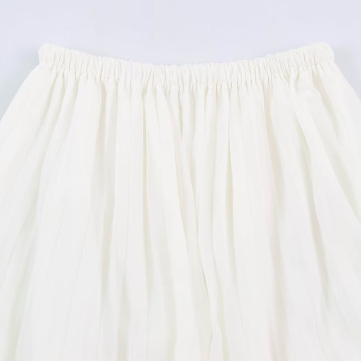 Women's Pleated Maxi Skirt made of Chiffon with Elastic Waistband Mune Fashion