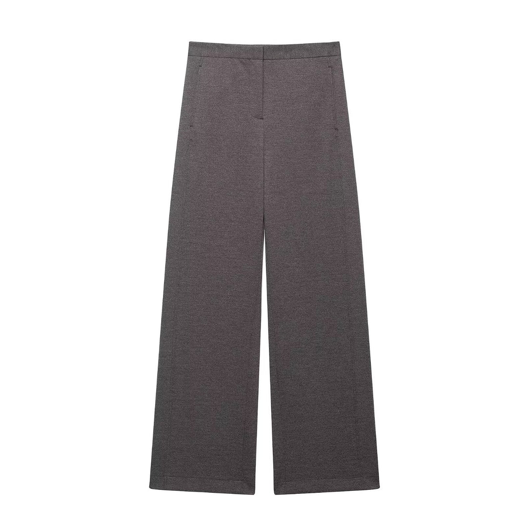 Women’s Two-Piece Set with Cropped Boxy Jacket with Stand-Up Collar and High-Waisted Wide Pants Mune Fashion
