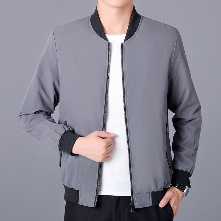 Men's Lightweight Casual Bomber Jacket made of Microfiber with Two-Way Zipper and Ribbed Cuffs Mune Fashion