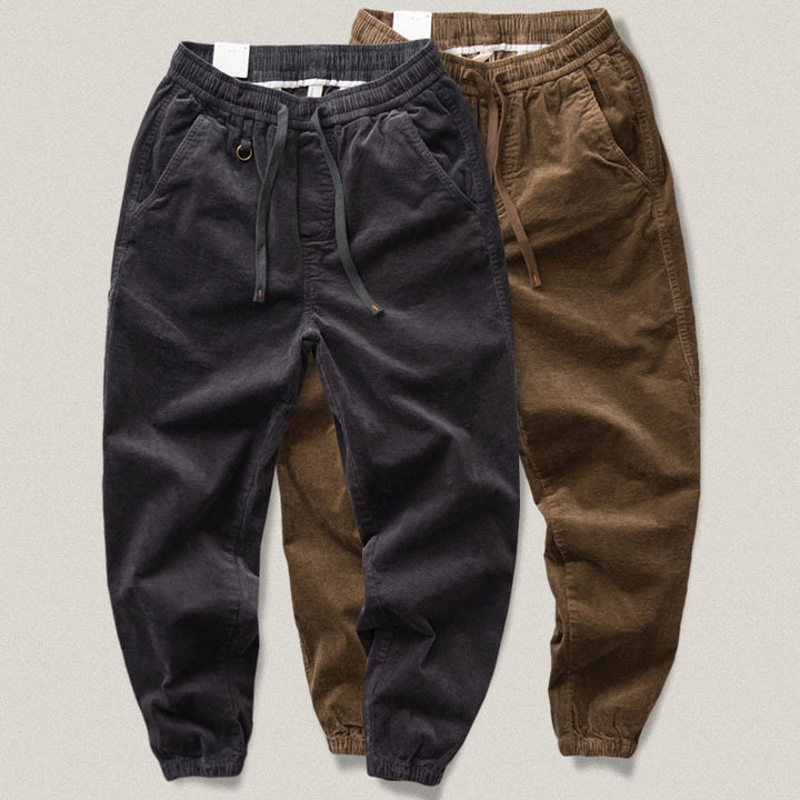 Men's chino jogger pants made of cotton blend with elastic waistband, drawstring, and elastic ankle cuffs Mune Fashion