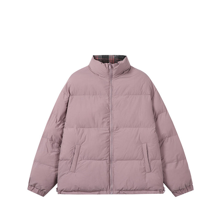 Unisex Boxy-Short Parka with quilted insulation, drawstring hem and plaid lined collar Mune Fashion