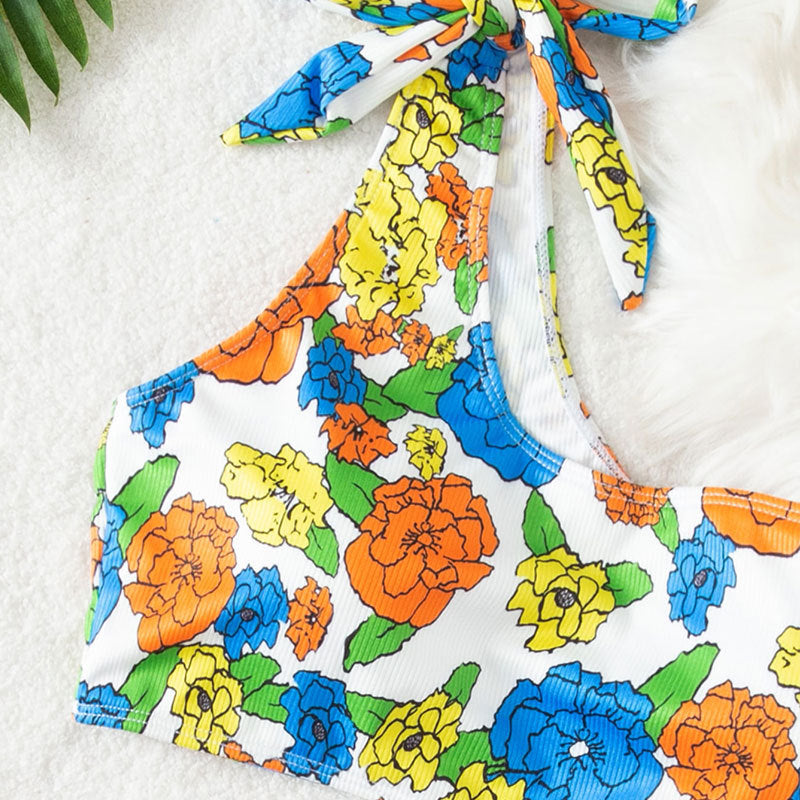 Women's One-Sided Bikini with Floral Design Mune Fashion