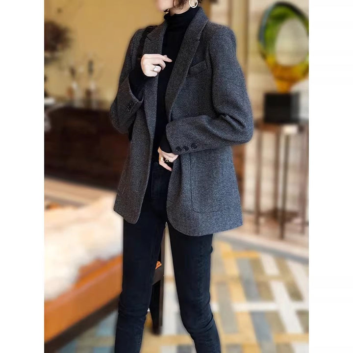 Women Elegant Tweed Blazer Mune Fashion