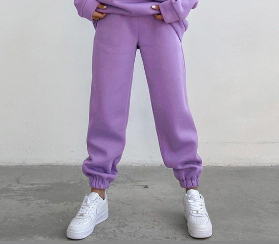Women's casual jogging pants with high waistband, elastic ankle cuffs, and soft fleece lining Mune Fashion