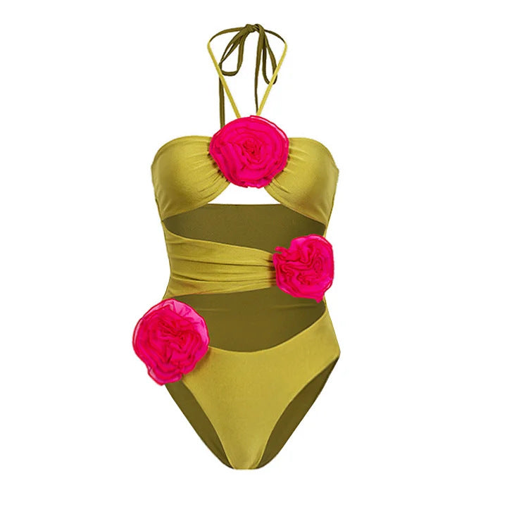 Women's Swimsuit Set with Playful Flower Decorations Mune Fashion