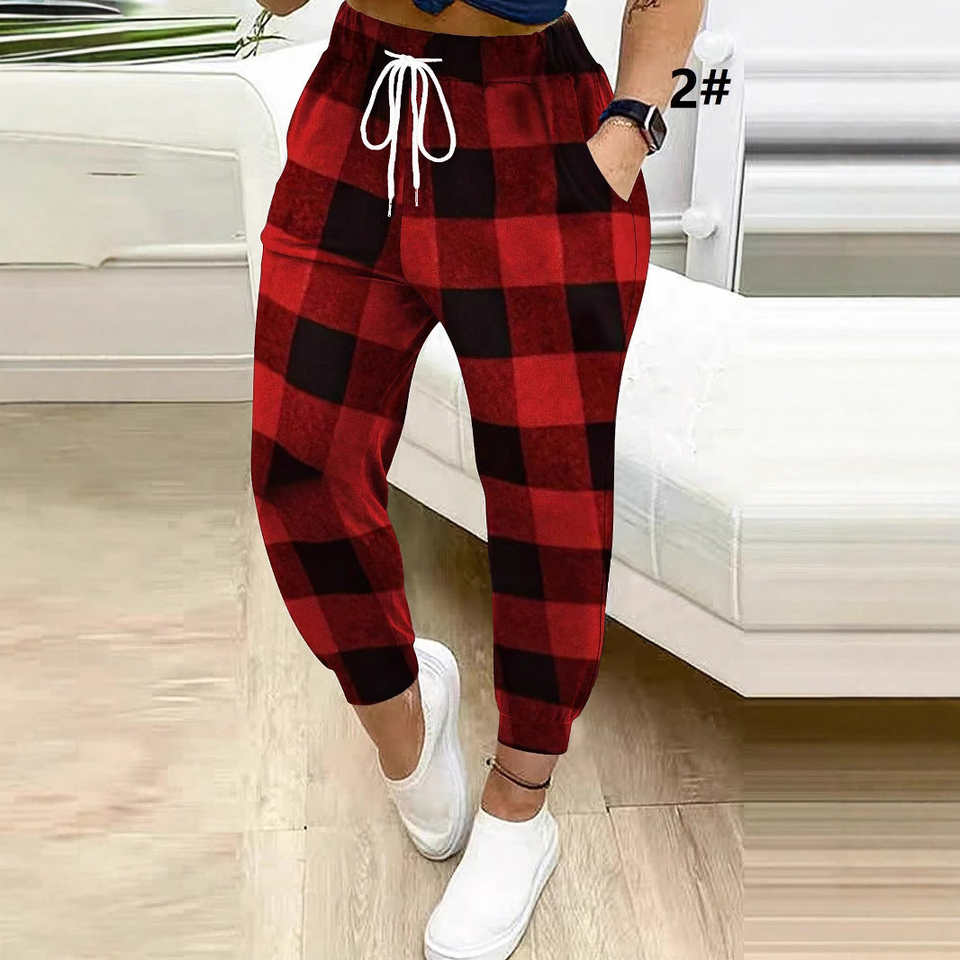 Women's Patterned Relax Jogging Pants with Drawstring, Side Pockets, and Elastic Cuffs Mune Fashion