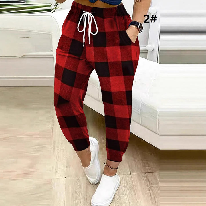 Women's Patterned Relax Jogging Pants with Drawstring, Side Pockets, and Elastic Cuffs Mune Fashion
