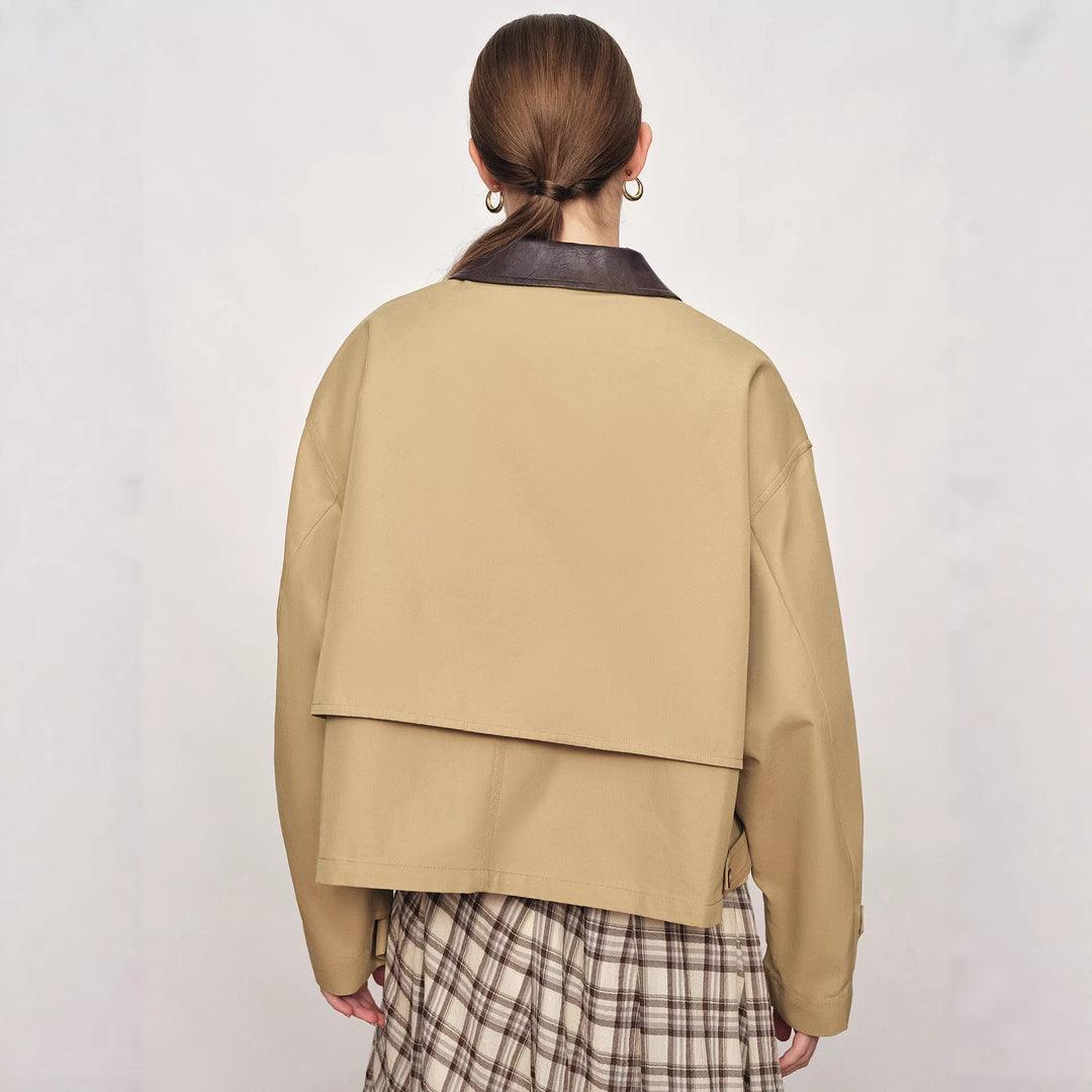Women's Casual and Fashionable Transition Jacket with Contrasting Collar Mune Fashion